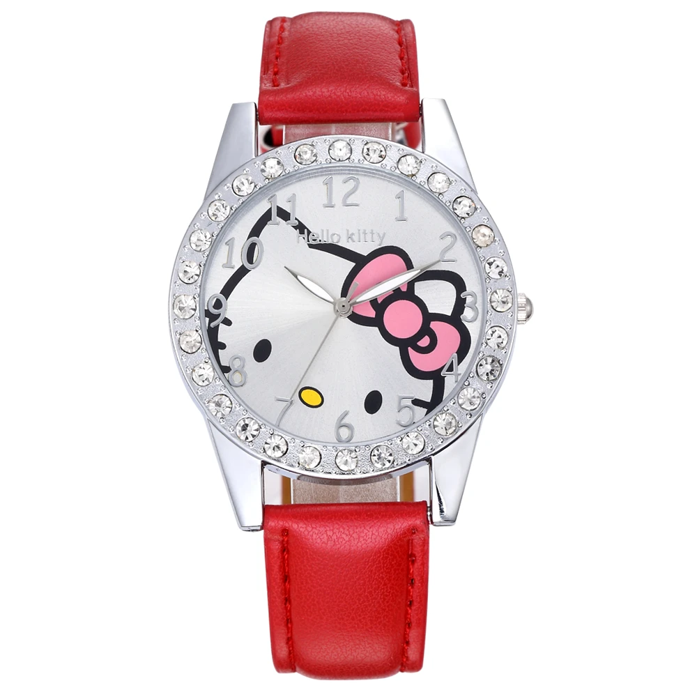 TMC #240 Новый Стильный hello kitty розовый наручные часы из искусственной кожи аналоговые кварцевые для обувь девочек студент подарок Лидер