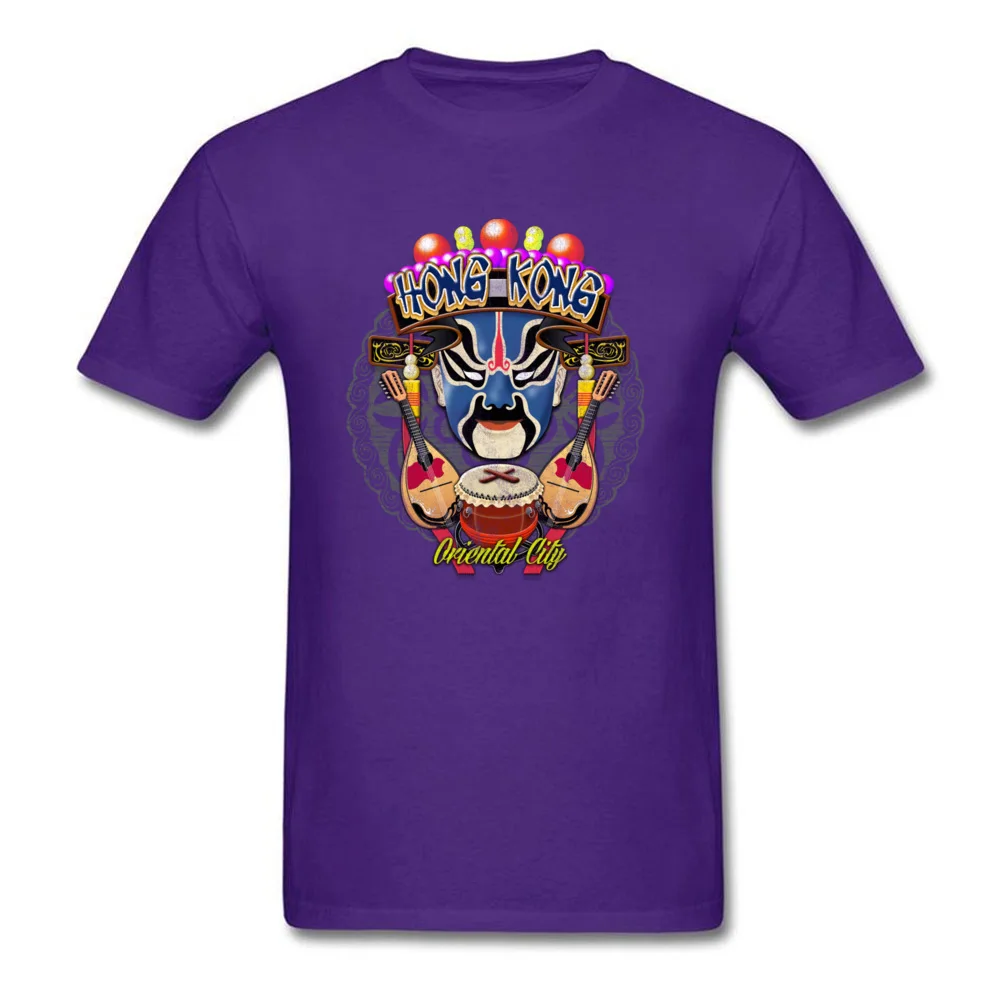 Hong Kong Mask Design T-Shirt for Male 100% Cotton Fabric Summer Fall Tops & Tees Tee Shirt Short Sleeve Creative Round Collar Hong Kong Mask purple