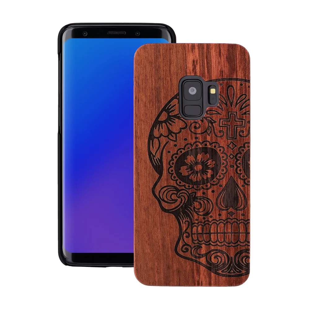 

Nature Embossed Wood Phone Cases For Samsung Galaxy S9 Plus Cover Funda Wooden Case PC Cover for Samsung S9 Case Hard Shell Capa