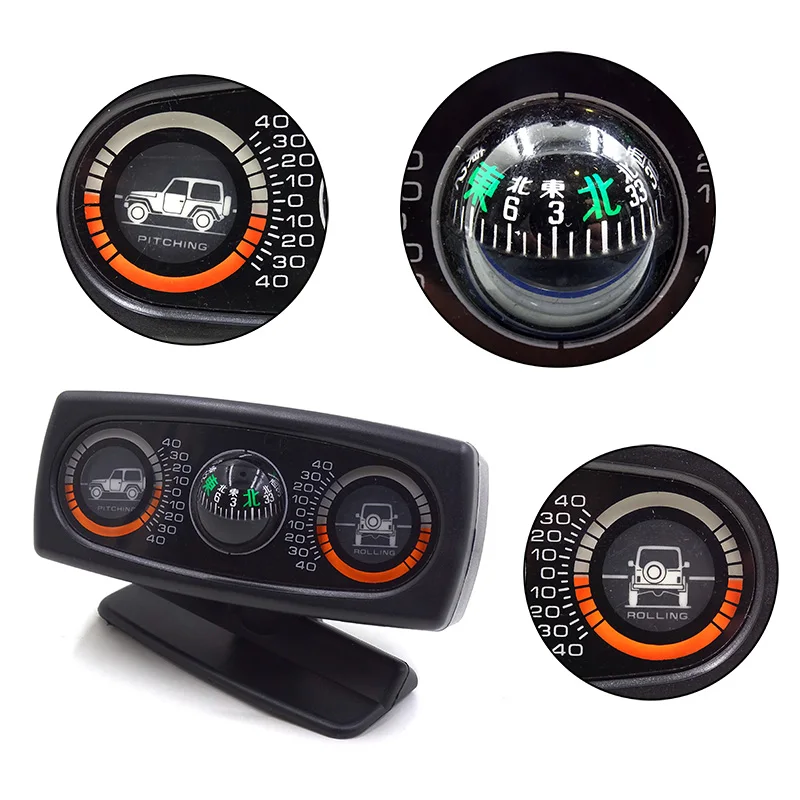 3 في 1 متعددة الوظائف سيارة الميل السيارة البوصلة ل Jeep SUV اكسسوارات السيارات البوصلة الكرة زاوية المنحدر المستوى الميل