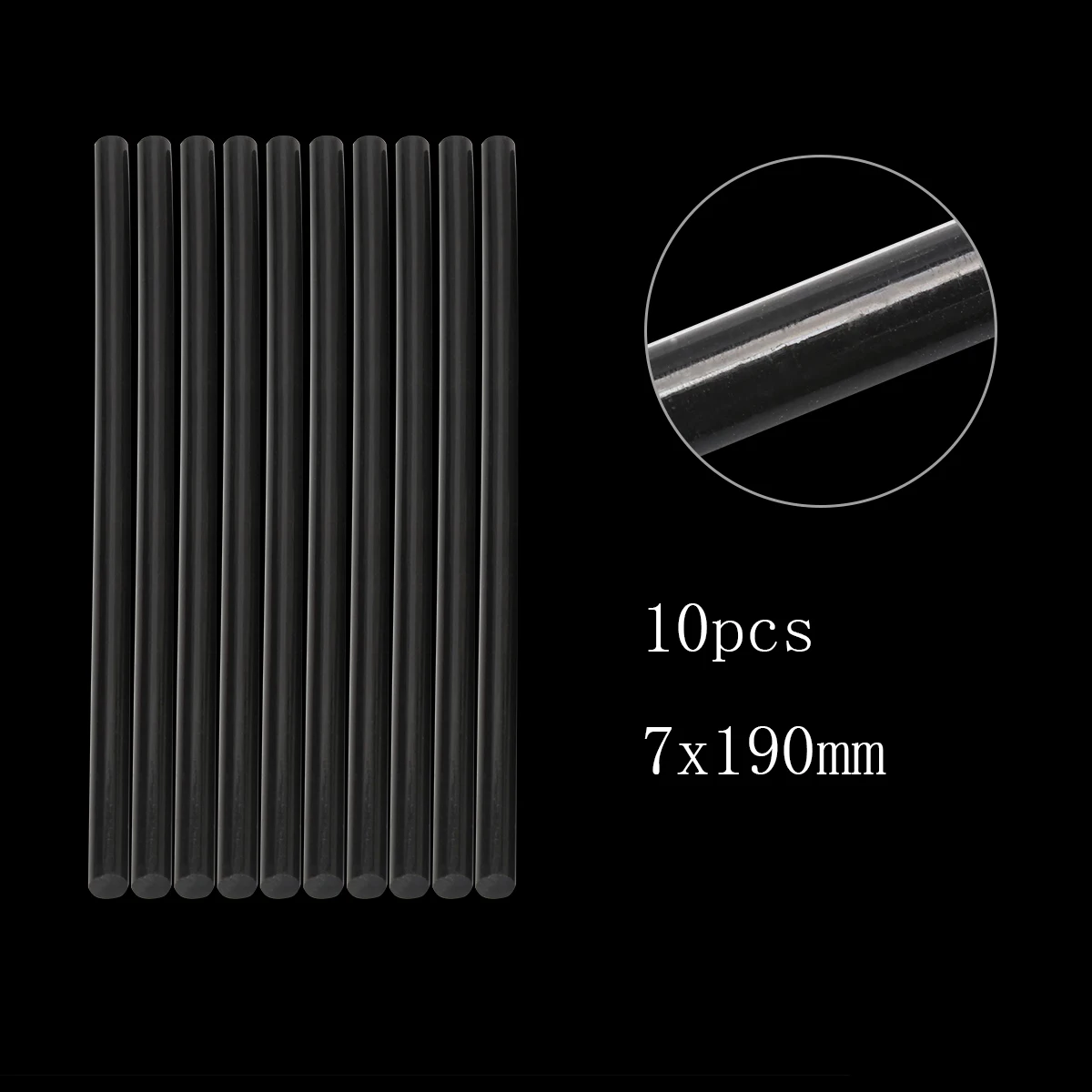 

10Pcs/set Black 7*190mm Hot Melt Glue Sticks For Electric Glue Gun Craft Album Repair rod Home Tools