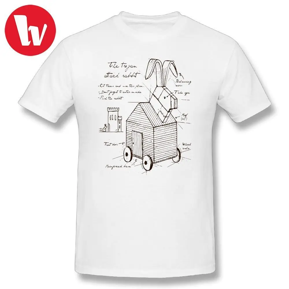 

Monty Python T Shirts Cartoon Print Trojan Rabbit T-Shirt Men Awesome Casual T Shirt Summer Short Sleeve Funny Music Tee Shirt