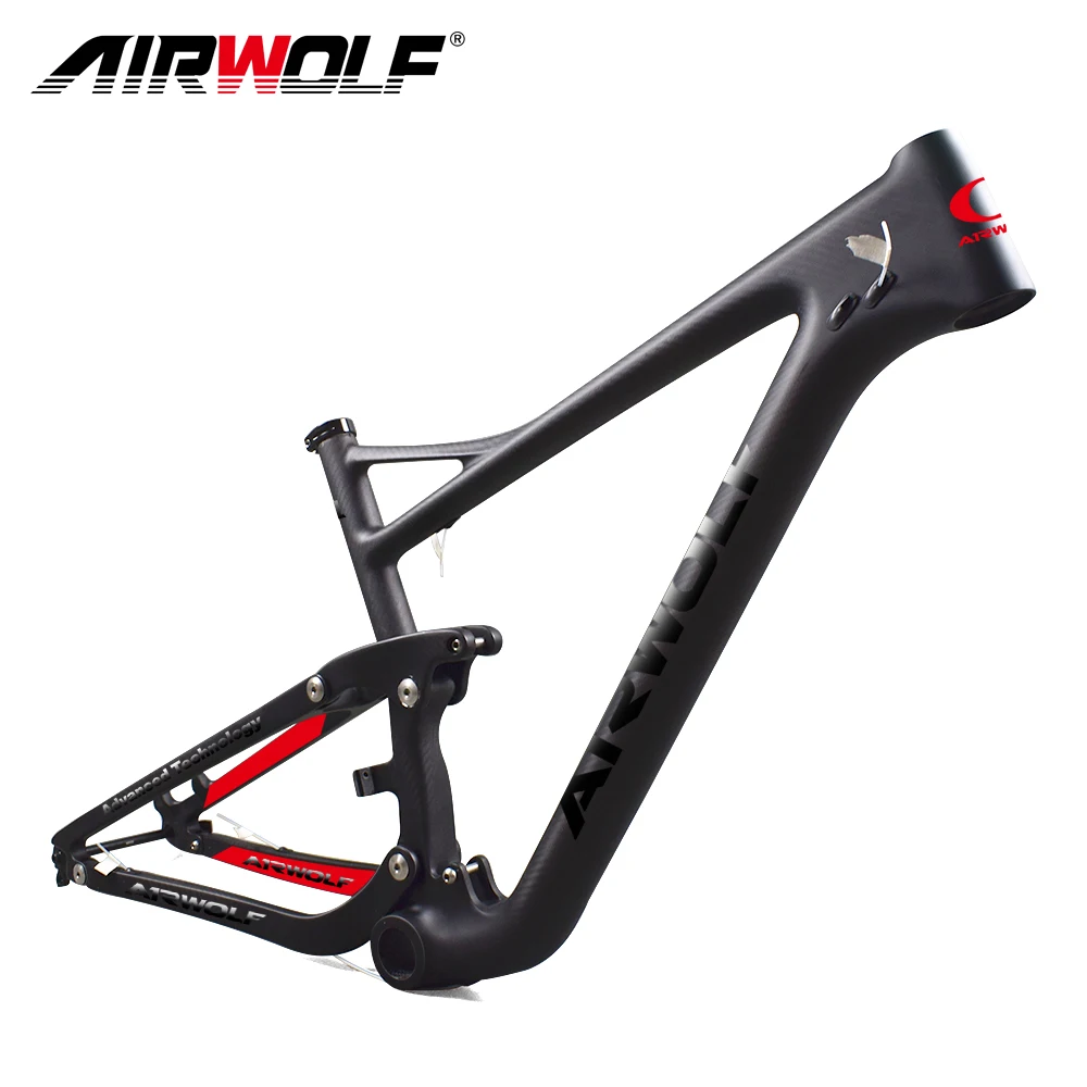 Cheap 2018 Airwolf Newest Enduro Bike 29er Full suspension Carbon MTB Frame with disc brake 160mm travel 122mm Carbon Frame 29er 4