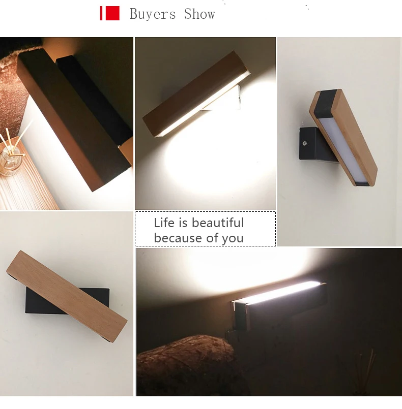 Modern Nordic sconce Wall Light fixture wood Indoor Led Wall Lamps6