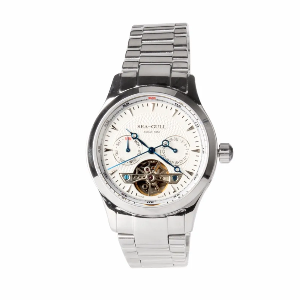 

Seagull Auto Date Week Display Hand Watch Sunburst Engraved Center Tourbillion Self wind Automatic Mechanical Men's Watch M160s
