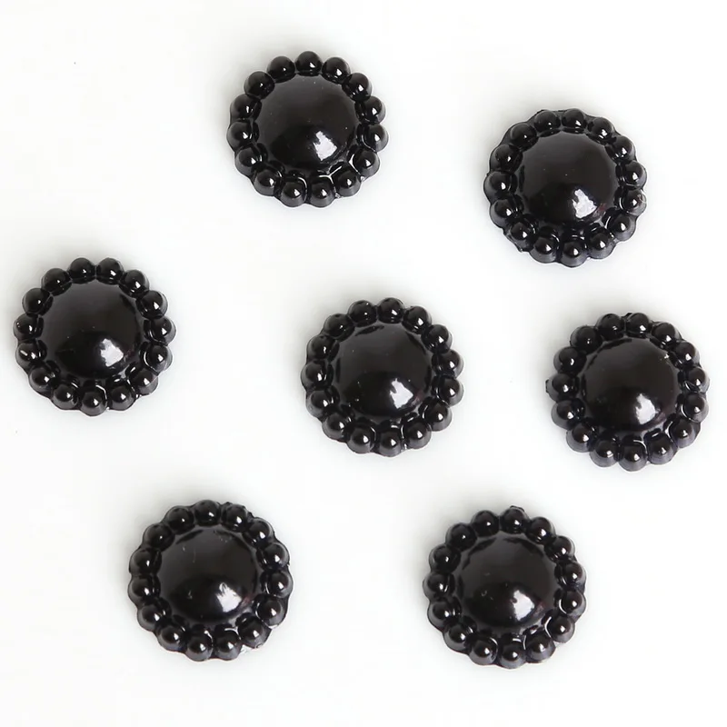 50 шт. диаметр 12 мм 14 цветов полукруглые пластиковые бусины с плоской задней стороной ABS имитация жемчуга для рукоделия аксессуары для одежды - Цвет: Black