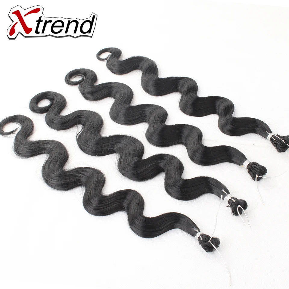

Xtrend Synthetic Natural Black Wavy Crochet Hair Bundles 18inch 14roots 80g Crochet Braiding Hair Weave High Temperature Fiber