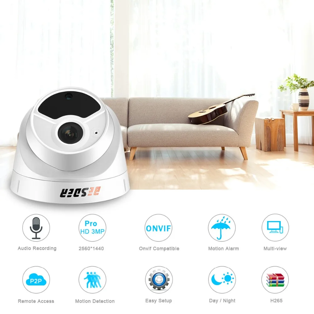 2MP 3MP IP камера PoE H.265 1080P Встроенный микрофон аудио POE IR 20 м CCTV IP камера P2P RSTP оповещение по электронной почте купольная сетевая камера XMEye