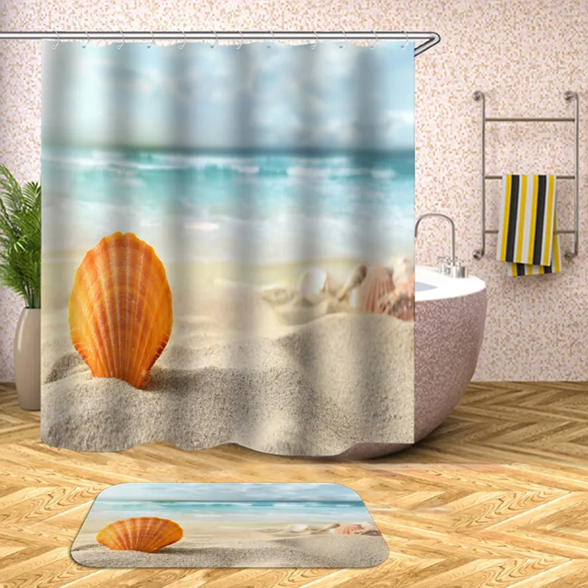 Kaufen Wasserdicht Dusch Vorhang Strand Shell Meer Bad Vorhänge Für Bad Badewanne Bade Abdeckung Extra Große Breite Mit 12 stücke Haken