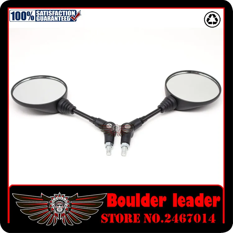 1 pair Universal Black Oval Motorcycle Mirror Custom Folding mirrors