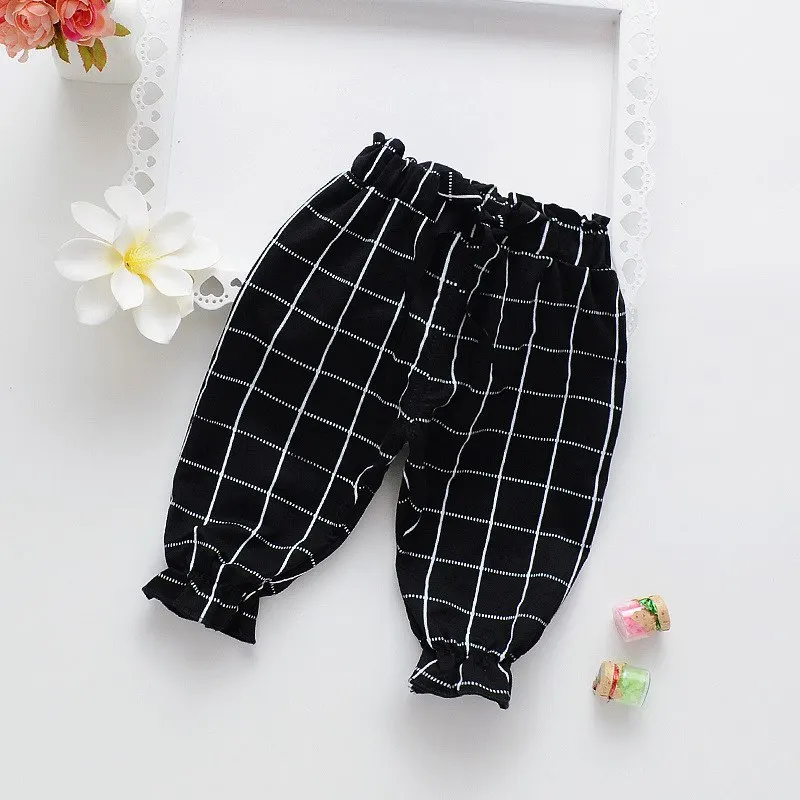 Chivry Baby Gilrs Summer Thin Plaid Dot Pants Toddler Infant Kids Boys Girls Anti-Mosquito Pants Cropped Trousers Child Clothing - Color: Style 1