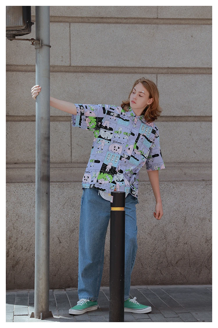 Модная дизайнерская женская летняя блузка с коротким рукавом и отложным воротником, женская Свободная рубашка с рисунком поросенка
