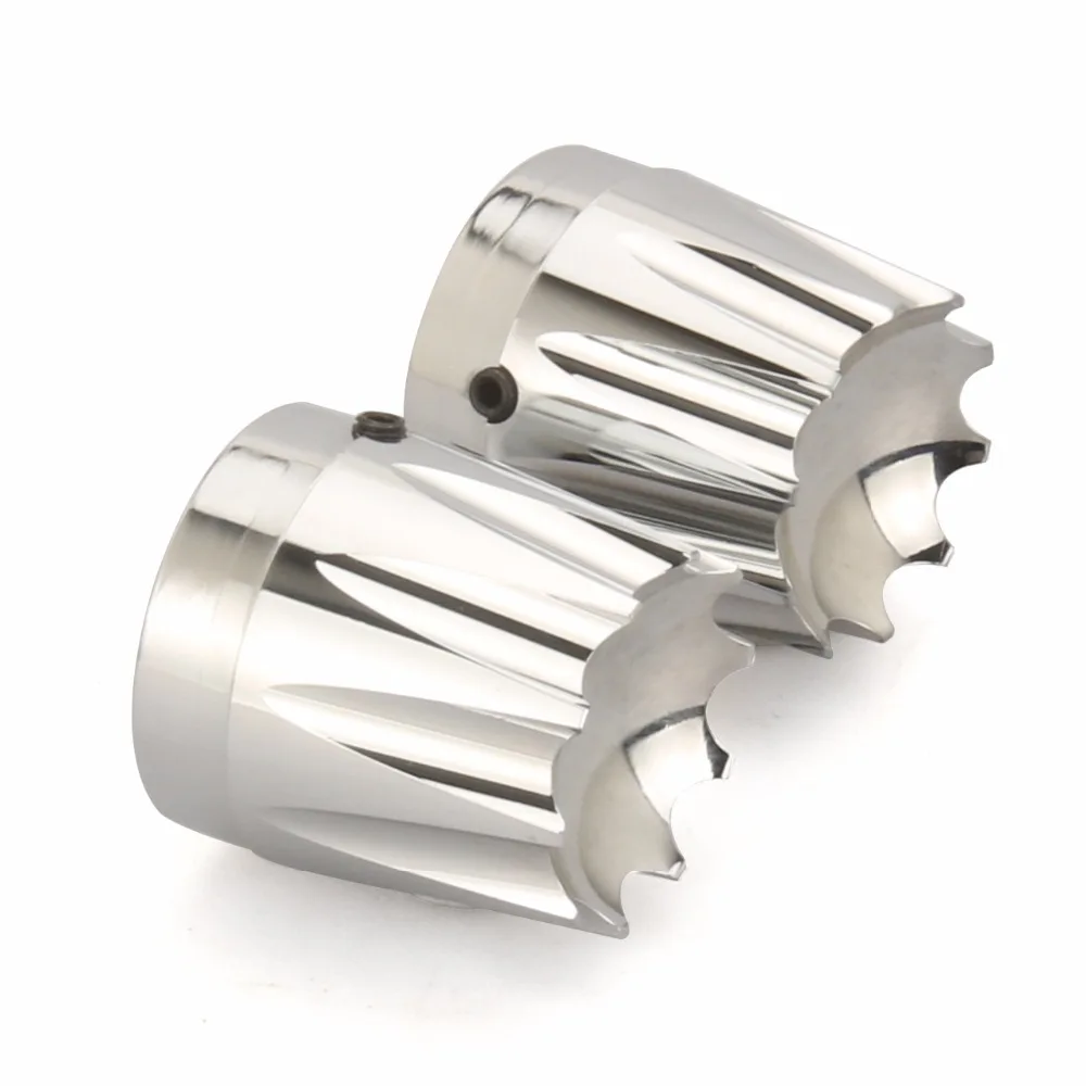 

Chrome CNC Deep Edge Cut Excalibur Front Axle Nut Cover For Harley Softail Dyna Fatboy FXS 08-15