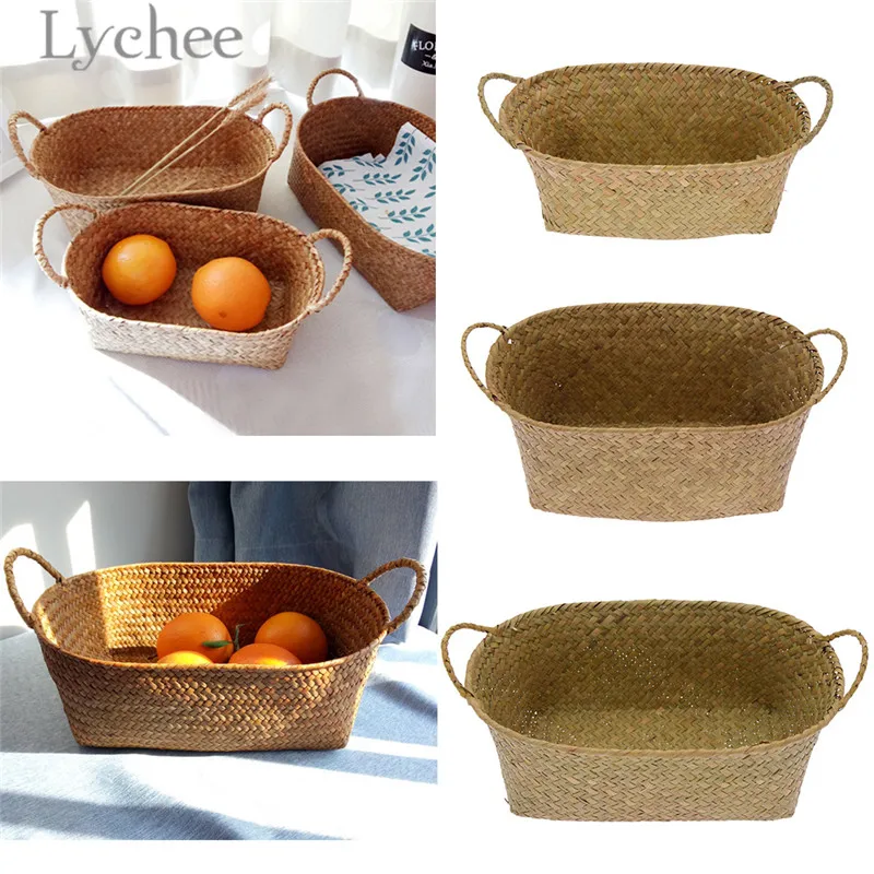 Lychee Wicker Weaving Storage Basket Handmade Basket Kitchen Food Bread