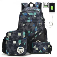 3Pcs/Set Mens Backpacks USB Charging Backpacks For Teenager Shoulder School Bags For Girls Men Women 2018 Mochila Travel Bags 3Pcs/Set Mens Backpacks USB Charging Backpacks For Teenager Shoulder School Bags For Girls Men Women 2018 Mochila Travel Bags