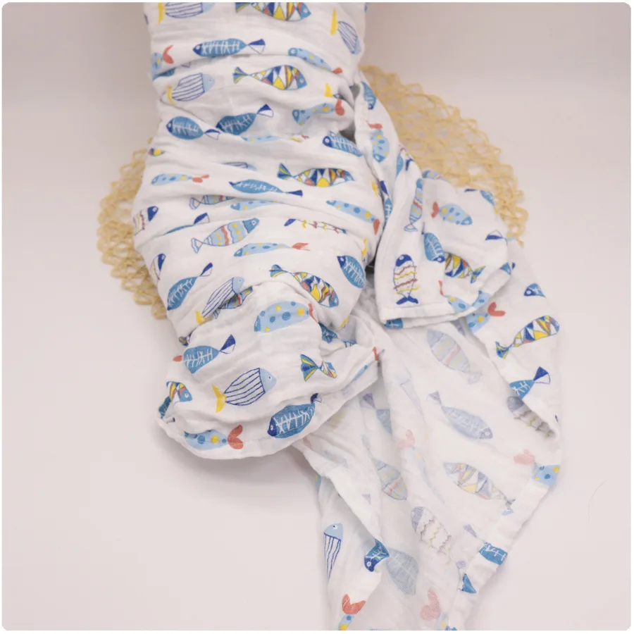 110*110 Cm Baby Muslin Receiving Blanket 2 Layers Baby Swaddling