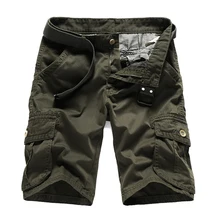 Летние шорты мужские повседневные хлопковые короткие штаны армейские военные карманы брюк шорты-бермуды шорты