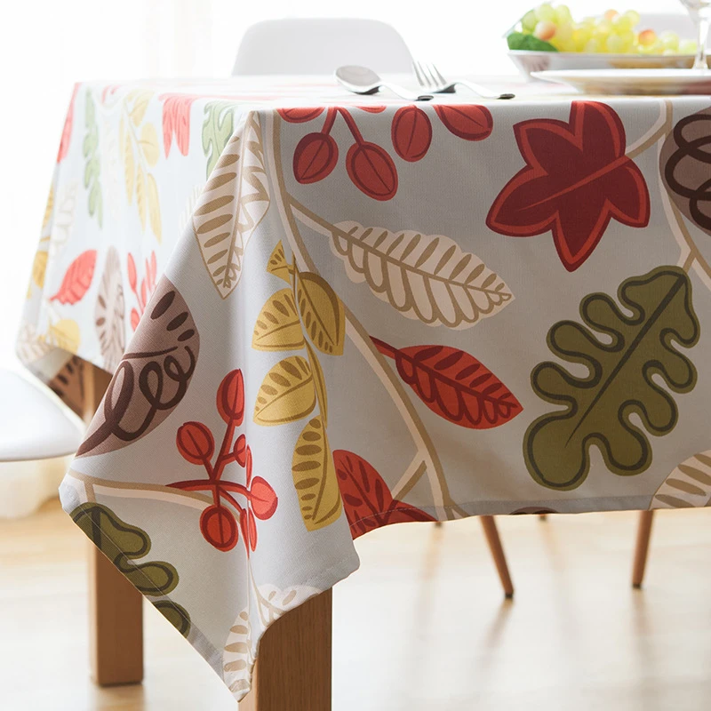 Pastoral Leaves Rectangle Tablecloths Printed Cotton Polyester Tea Table Cloth For Table Dustproof Microwave Oven Cover Kitchen 