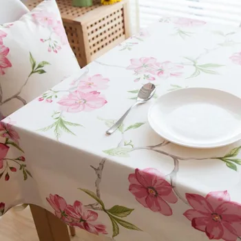 

Simple Style 100% Cotton Rose Printing Washable Anti-wrinkle Rectangle Tablecloths Indoor Outdoor Table Covers for Dining Table