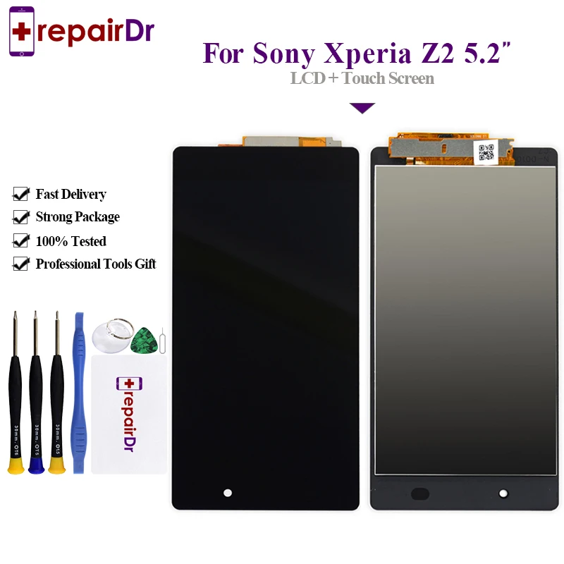 

5.2'' For Sony Xperia Z2 LCD L50W D6502 D6503 Display Touch Screen Digitizer Assembly Tested Good For Sony Z2 Lcd With Frame