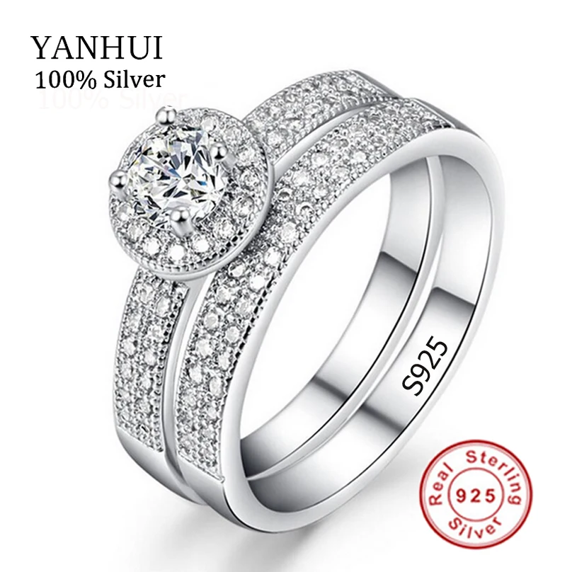 

Fashion Jewelry Ring Sets Real 925 Silver Women Rings Set CZ Diamant Jewelry Wedding Bague Rings Set Accessories Bijoute JZR042