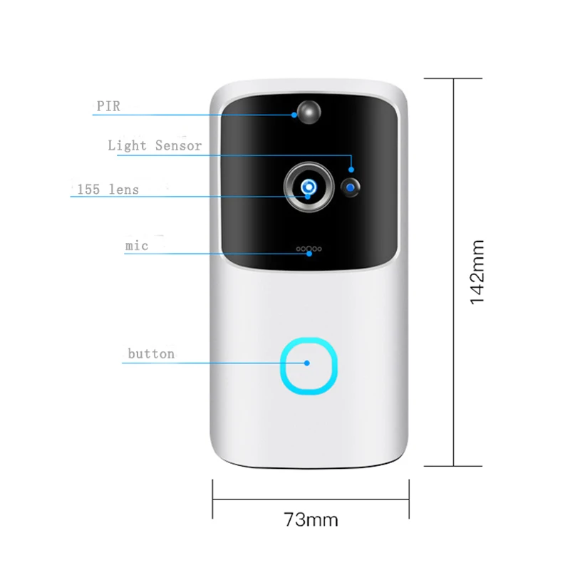 Беспроводной wifi-звонок умный видео телефон двери визуальное кольцо домофон безопасная камера
