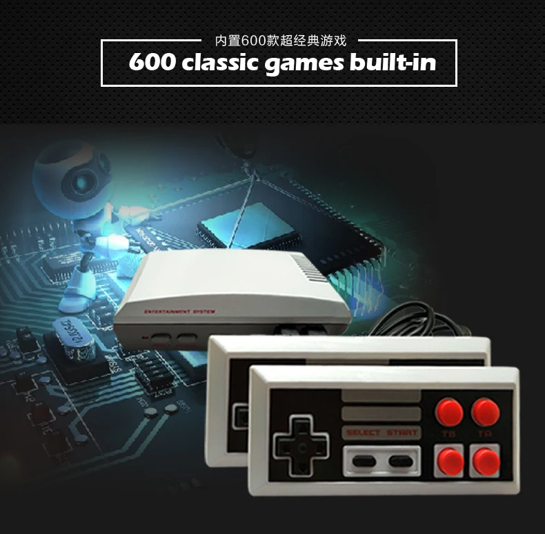 YLW New Design MINI HD TV Game Console with 600 Classic Games Inside 4 play buttons with 2 controller fit for adults and kids