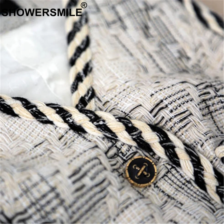 SHOWERSMILE Patchwork Vest Women White Slim Fit Sleeveless Jackets Female Vest Coat With Pockets Vintage British Vests Waistcoat