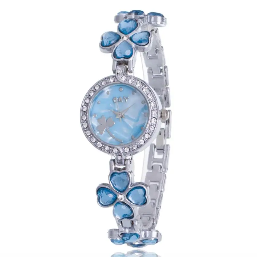 Изысканные Новые модные женские часы-браслет минимализм стразы золотые наручные часы из нержавеющей стали повседневные стильные reloj B7 - Цвет: Синий
