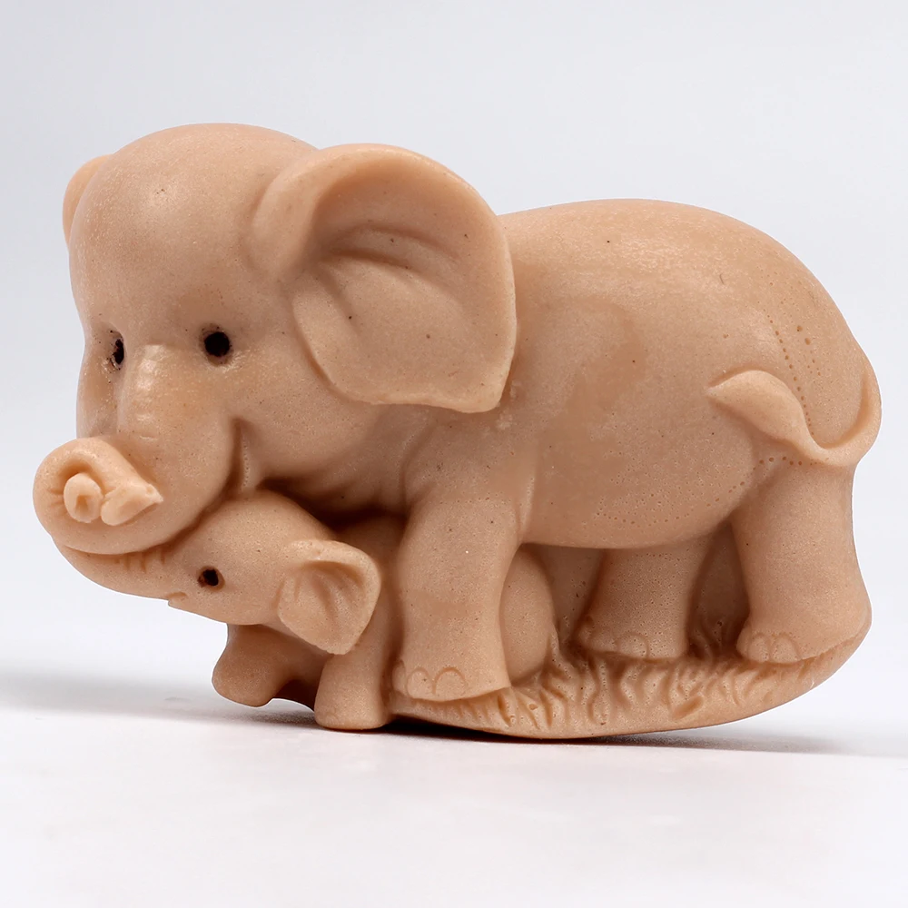 3D Elephant Mother and Child Silicone Soap Mold Handmade Soap Making