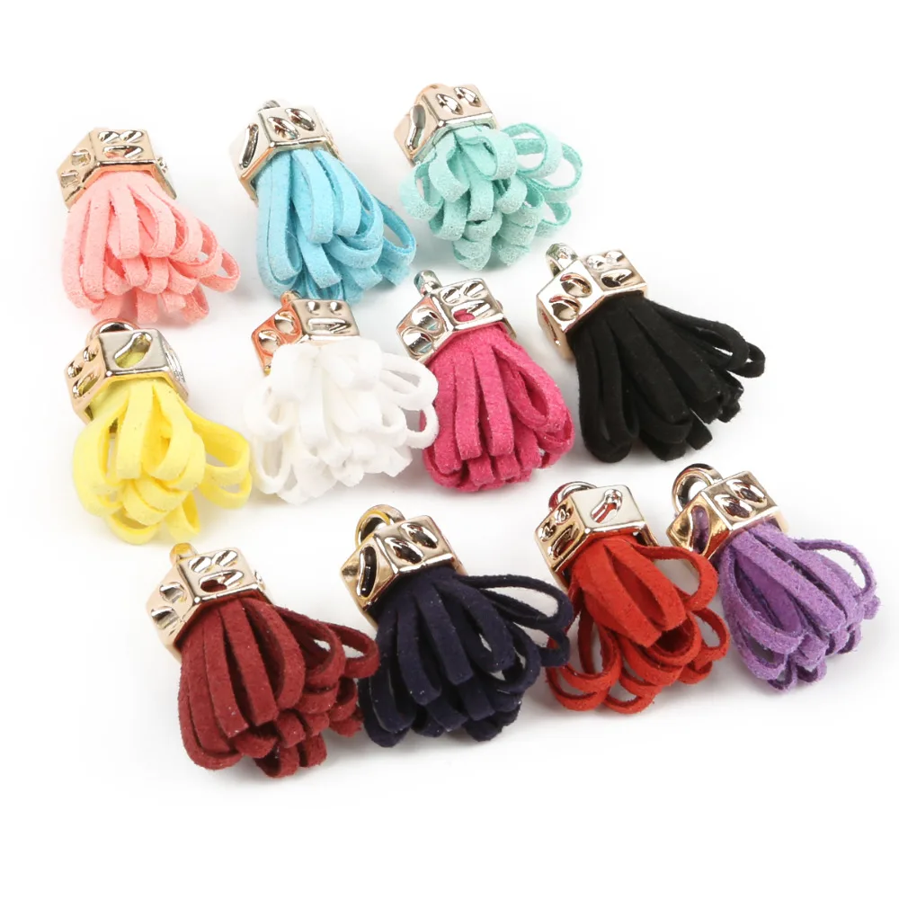 20pcs 25mm Vintage Leather Tassel For Keychain Cellphone Straps Jewelry