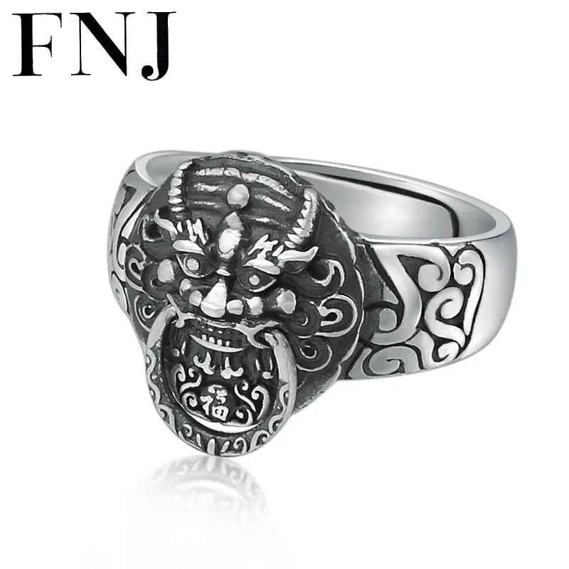 FNJ 990 серебряный дракон Лев кольцо ювелирные изделия новые модные S990 пробы от