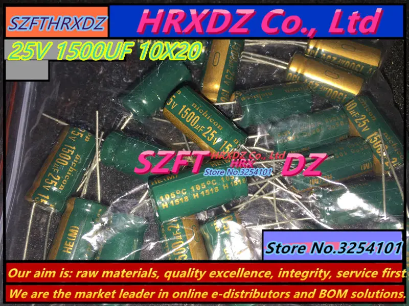 SZFTHRXDZ 20 шт. 25 в 1500 мкФ 10X20 электролитический конденсатор 10*20|capacitor 1500uf|capacitor