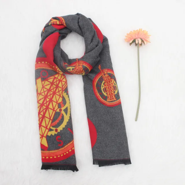 Осенне-зимний модный кашемировый шарф в европейском и американском стиле, женская теплая шаль - Цвет: Темно-бордовый