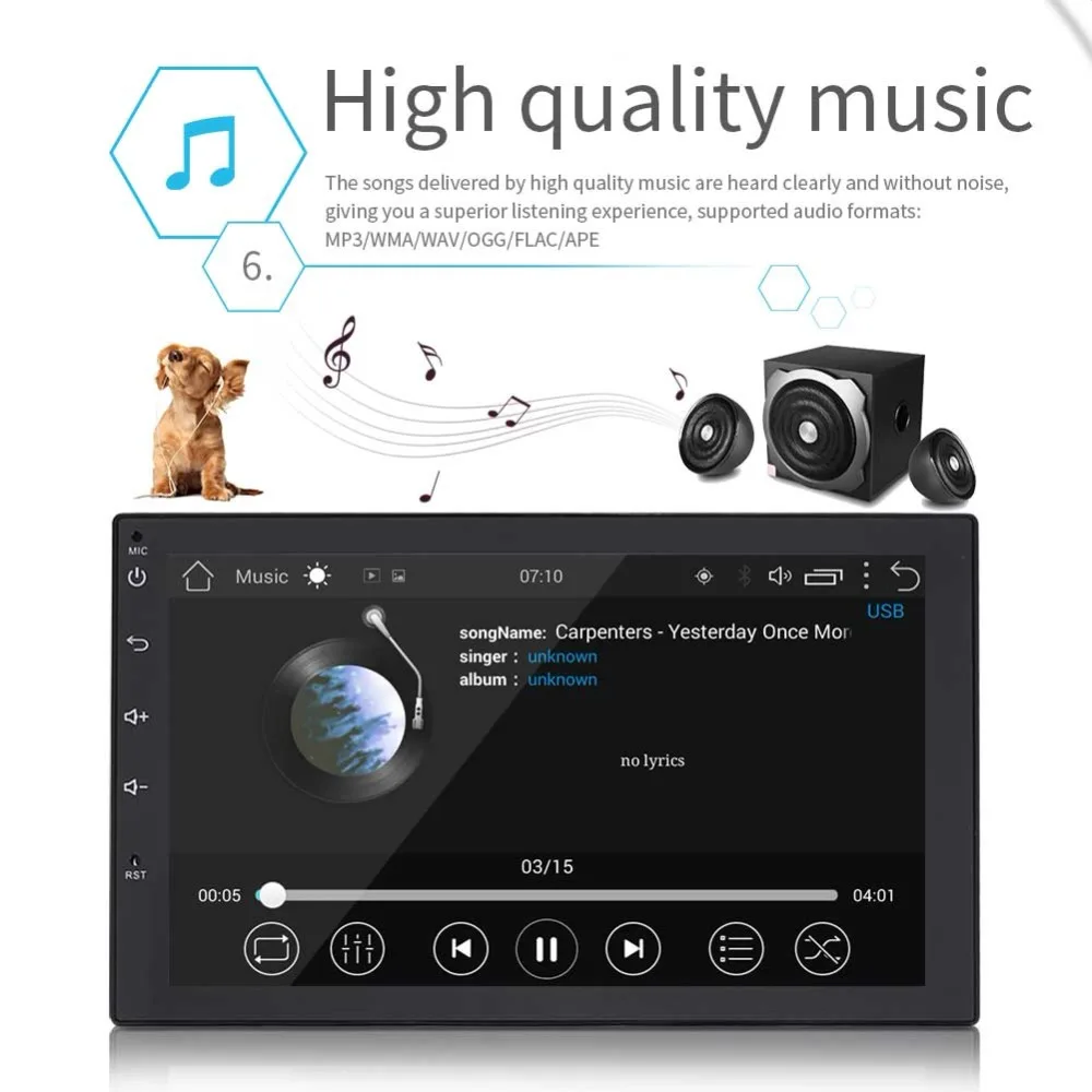 Discount Wholesale 20 units Smart Car Android 7.1 MP5 Player quad core GPS navigation Super slim 7inch tablets multimedia FM Mirror link 10