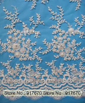 

6yrads Fashion Gorgous off white Emboridered Lace Applique Dentelle DIY Wedding Dresses Encaje Appliques