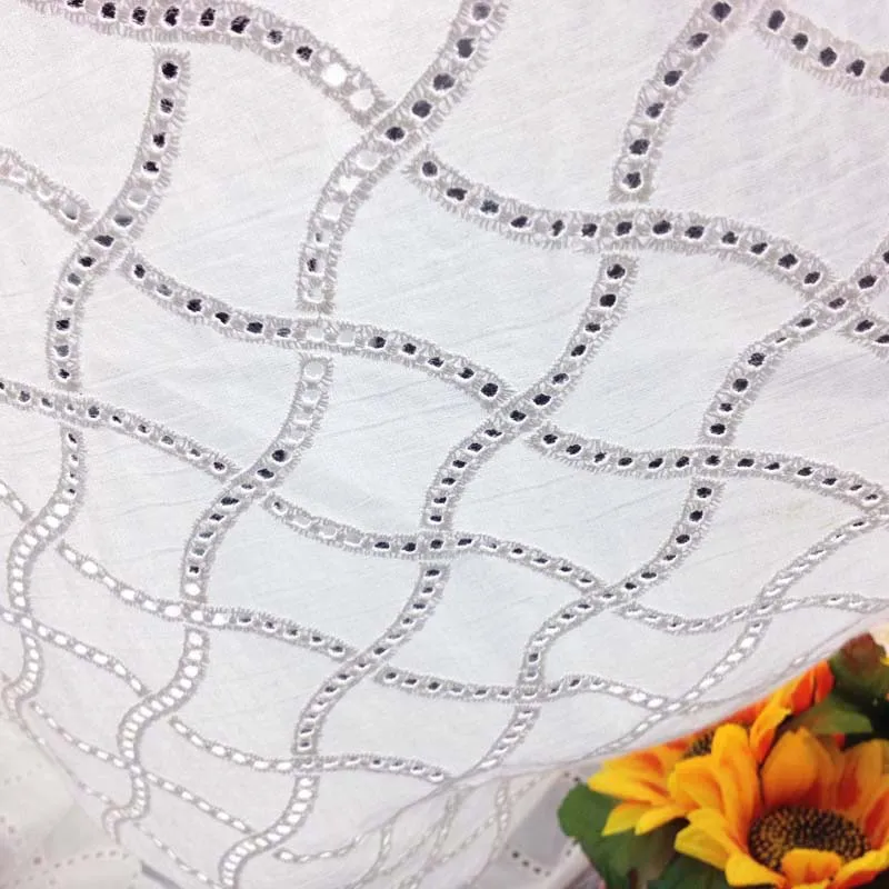 

White Pure Cotton Lace Fabric for Summer Dress,Swiss Voile Apparel Sewing Tissue,Diy Patchwork Material Cloth,Width 130cm
