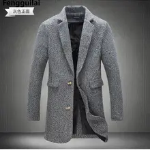 M-5xl модный длинный Тренч пальто для мужчин зимнее Мужское пальто 40% шерсть толстый Горох Тренч пальто мужской пиджак