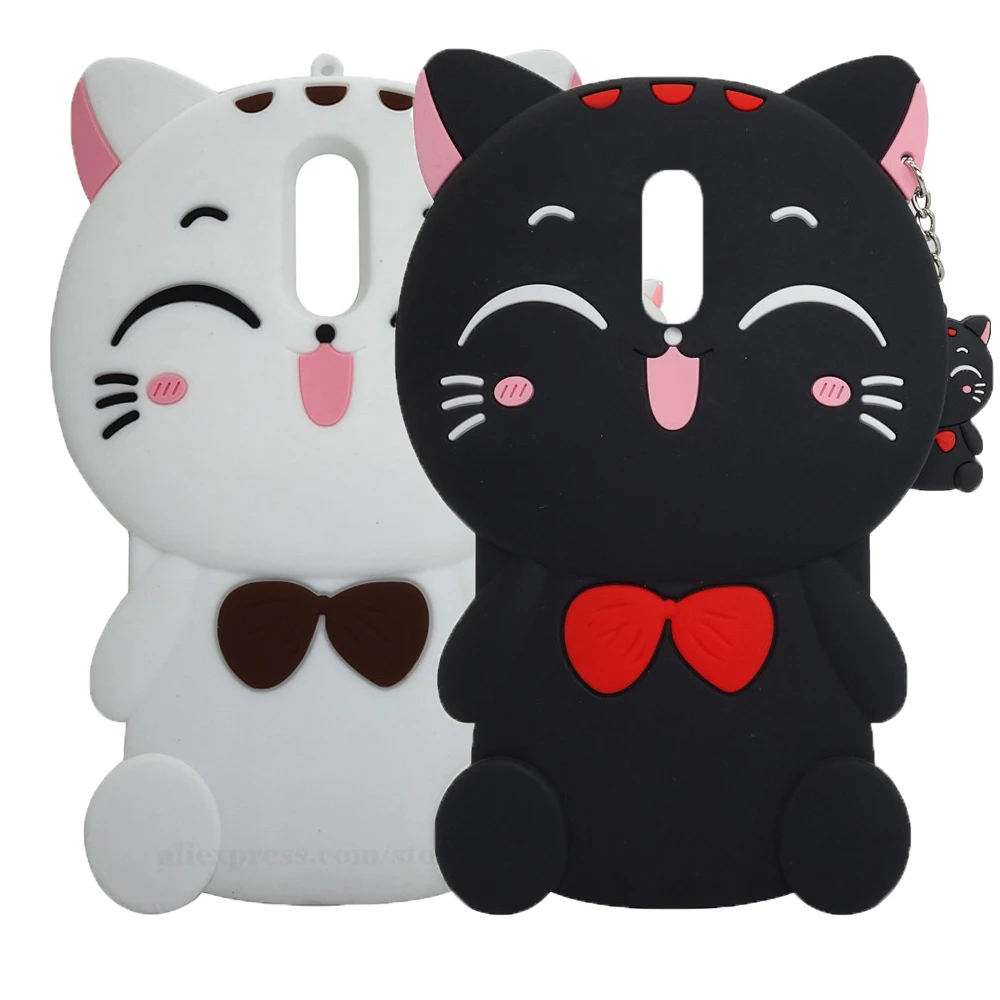 3D мультфильм Черный Белый Кот для LG Stylo 4 Stylus Чехол Lucky Cat Мягкий силиконовый Caes Для