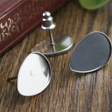 Не выцветает) 10x14 мм 20 шт./лот 316 серьги-гвоздики из нержавеющей стали, серьги пустые/основание, подходят 10*14 мм стеклянные Cabochons-T7-28