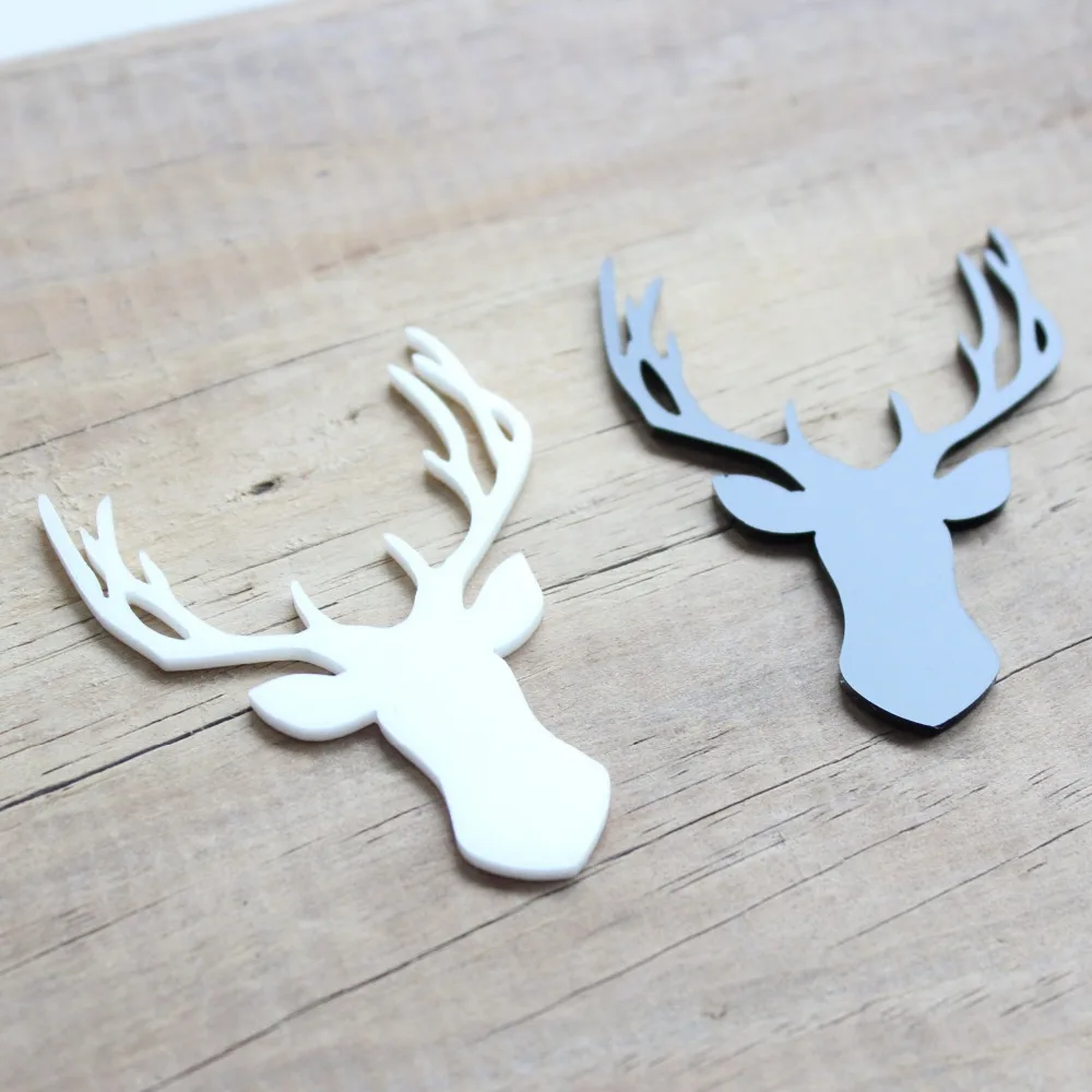 

(8pcs/lot) 57MM Acrylic Reindeer Brooch Laser Cut Acrylic Deer Head Party Scrapbook Laser Cut 2.2"-AC1039B