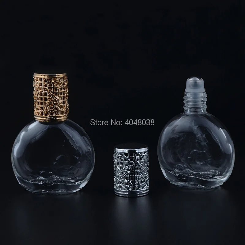 20 pcslot Cosmetic Cream Jar Transparent Glass Empty Essential Oil Refillable Bottle Steel Roller Ball 13 ML Emulsion Bottles