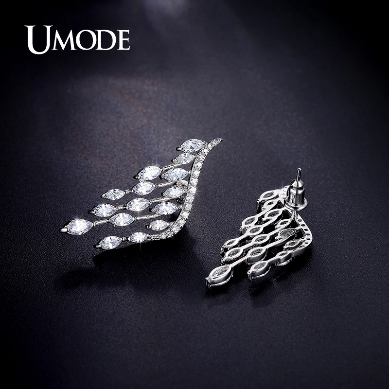 UMODE Brand Crystal Post Stud Earrings For Women Fashion Jewelry White Gold Color Brincos Bijoux Female Gift Hot Sale AUE0213