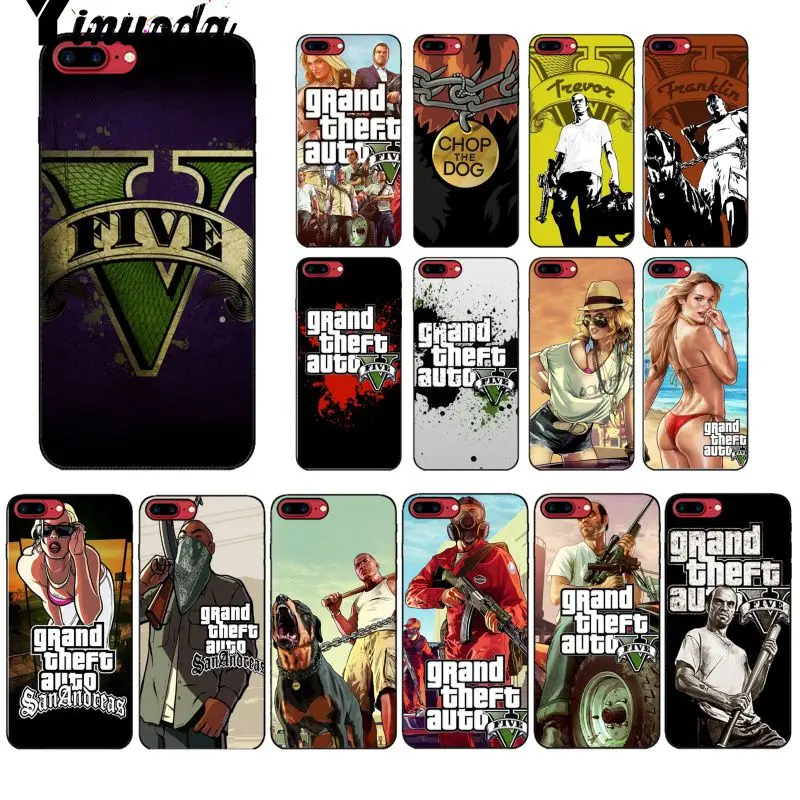 Yinuoda rockstar gta 5 Grand Theft Мягкий силиконовый чехол для телефона из ТПУ для iPhone 8 7 6 6S Plus 5 5S SE XR X XS MAX Coque Shell