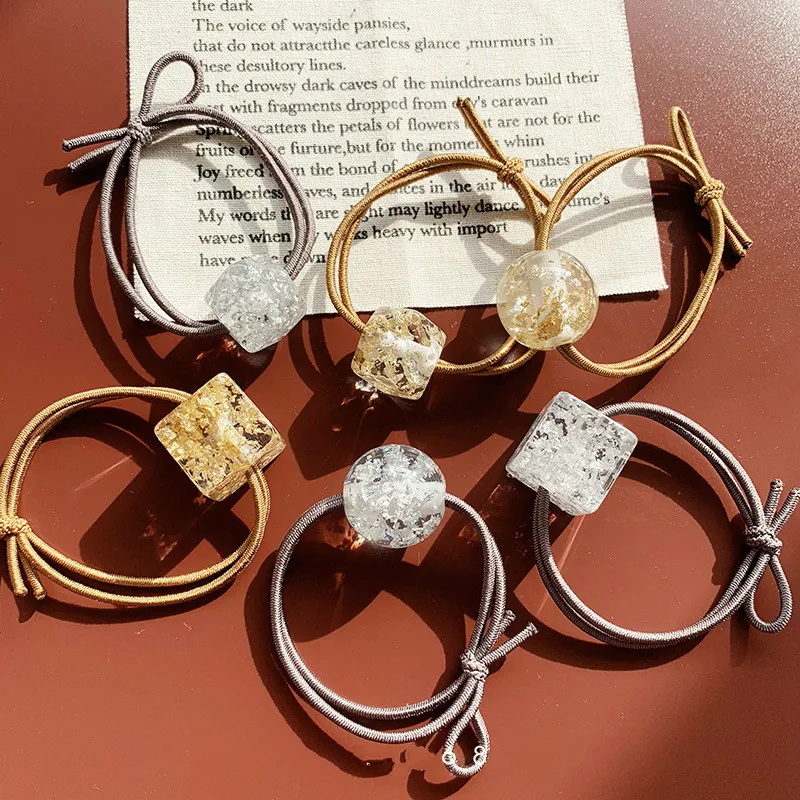 

Japanese Rtro Gold Foil Ball Cube Headwear Baby Headdress Children Hair Ropes Girls Hair Accessories Kids Elastic Hair Bands