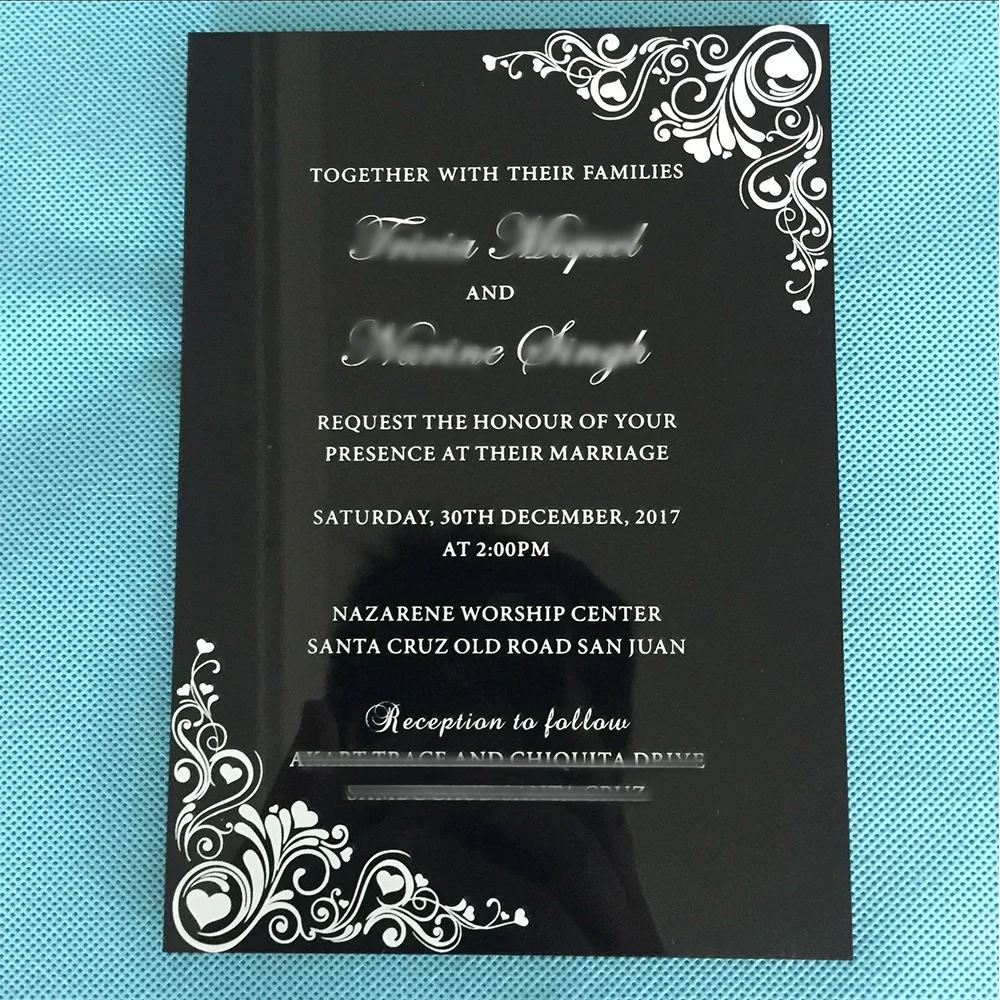  20 Pieces Per Lot 5x7inch Printing Letters Solid Color Acrylic Invitation Cards - 32965397991