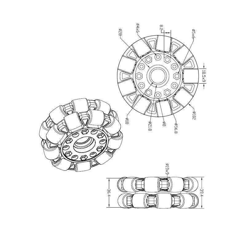 100mm double plastic omni wheel (4)