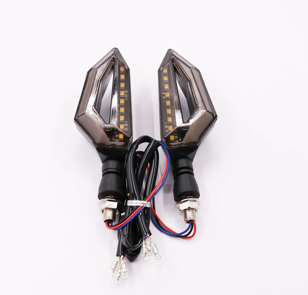 2pcs Flowing Universal Motorcycle Turn Signal Indicators 9 LED 12V Blinkers Flexible Bendable Lamp Light Amber Blue Red White (2)