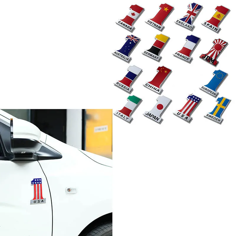 

NO.1 Flag Car Styling 3d Metal Emblems Sticker For BMW E92 E53 X3 f25 E34 Audi A6 C6 A5 B7 Q5 C5 Abarth Ford Focus Fiesta Mondeo