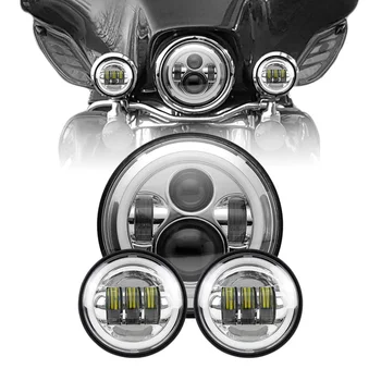 

Full Ring 7 Inch Round LED Headlight+A Pair CE DOT Approved 4.5 " Led Motorcycle Fog Passing Light For motorcycle